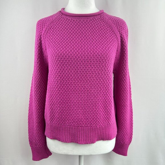 Lauren Ralph Lauren Fuchsia Textured 100% Cotton Sweater Knit – Women’s Small - Picture 2 of 9